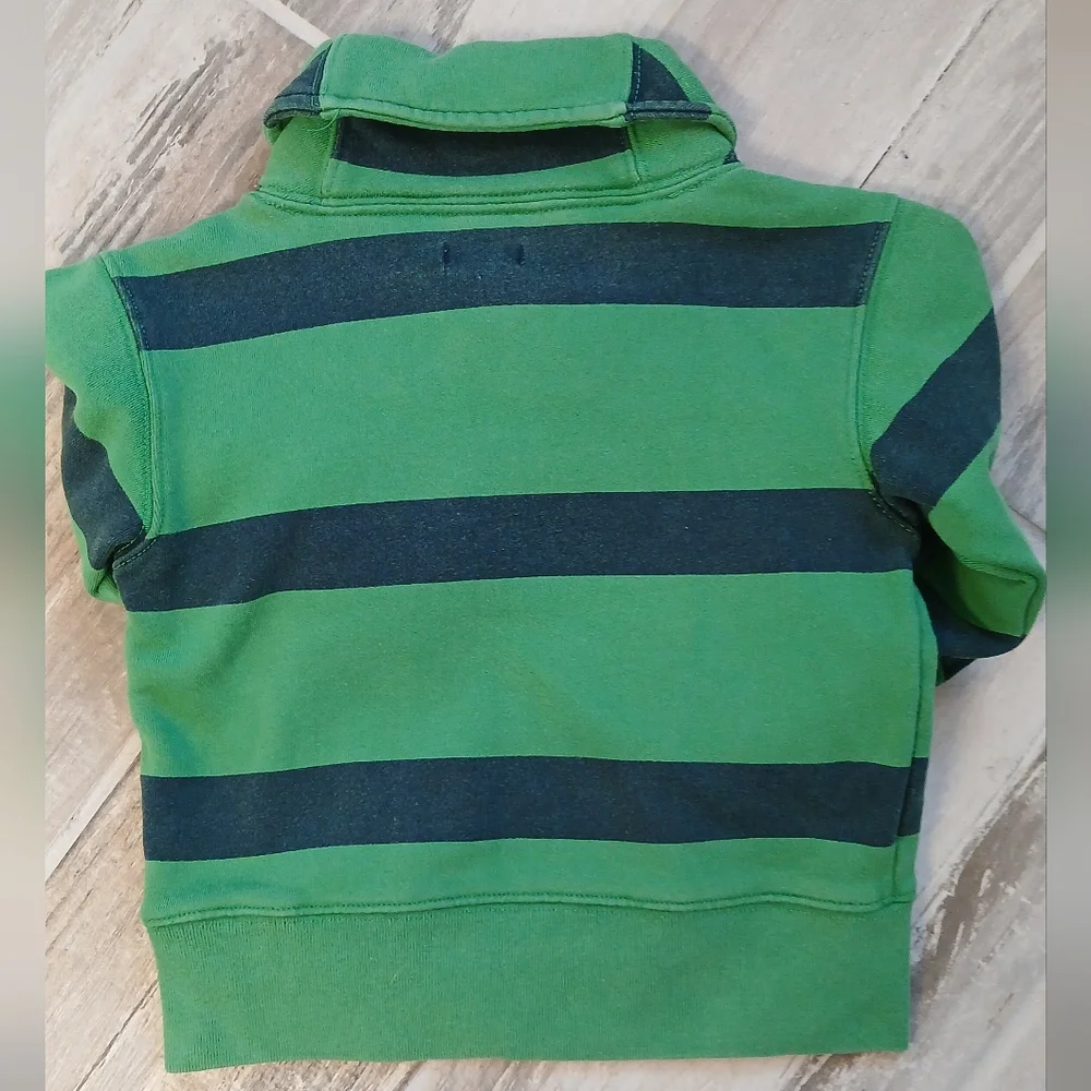 Baby Gap Green & Navy Wide‑Stripe Fleece Pullover – Size 18–24M – Retro 2009
